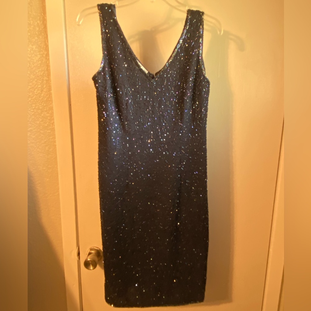 Beautiful navy blue dress with sparkly sequence size Petite Large